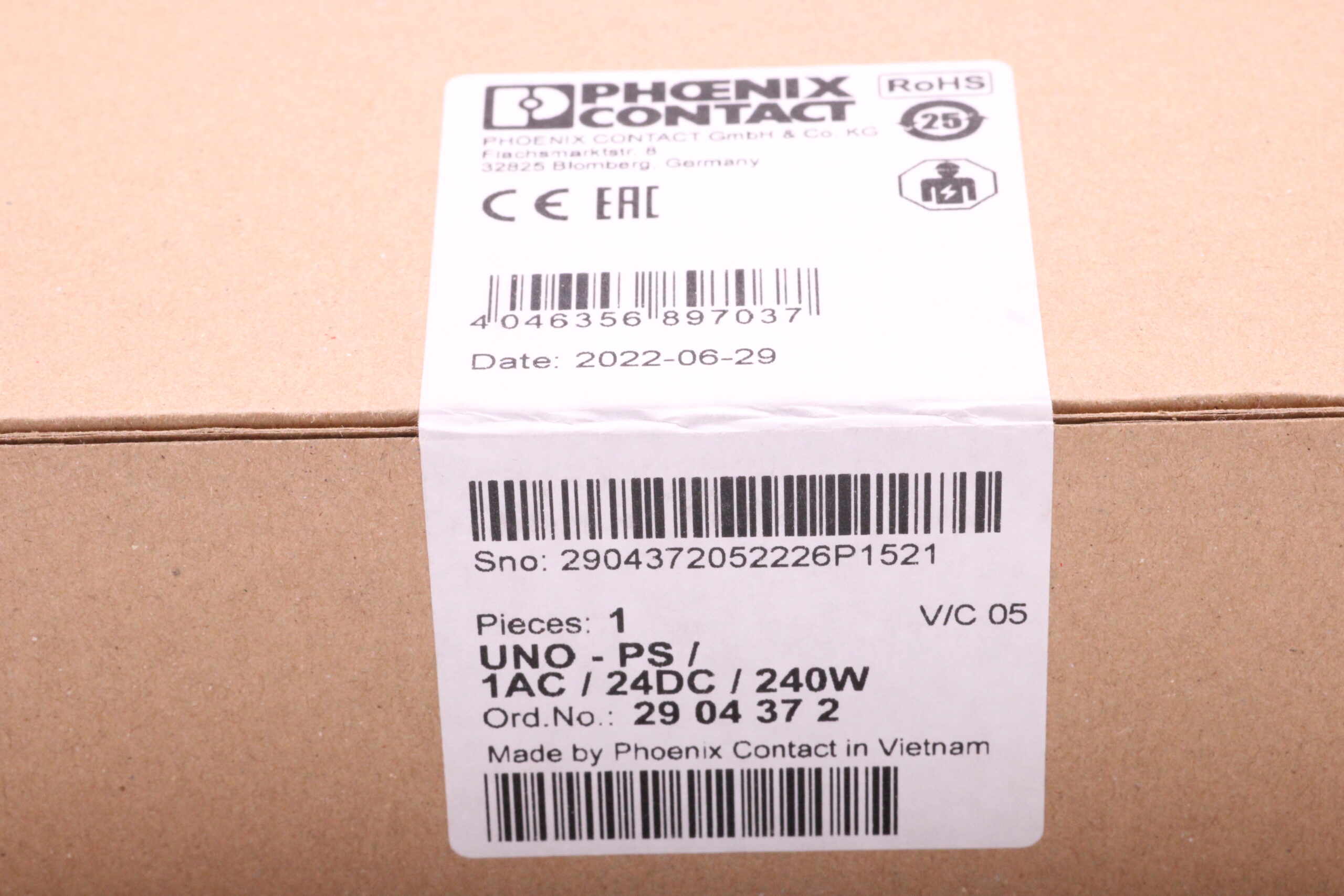 2904372 – PHOENIX CONTACT – Power Supply, DC; Switcher; 100–240VAC Input; 24VDC Output; 240W - Image 3